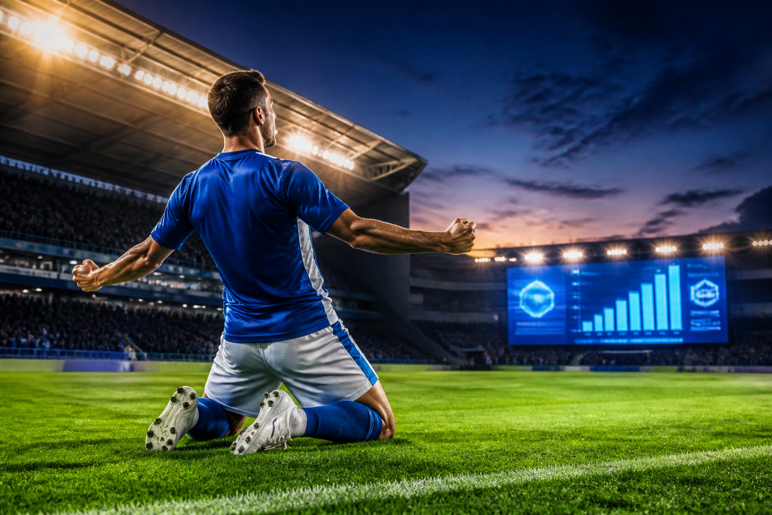 Joueur de football celebrant une saison reussie