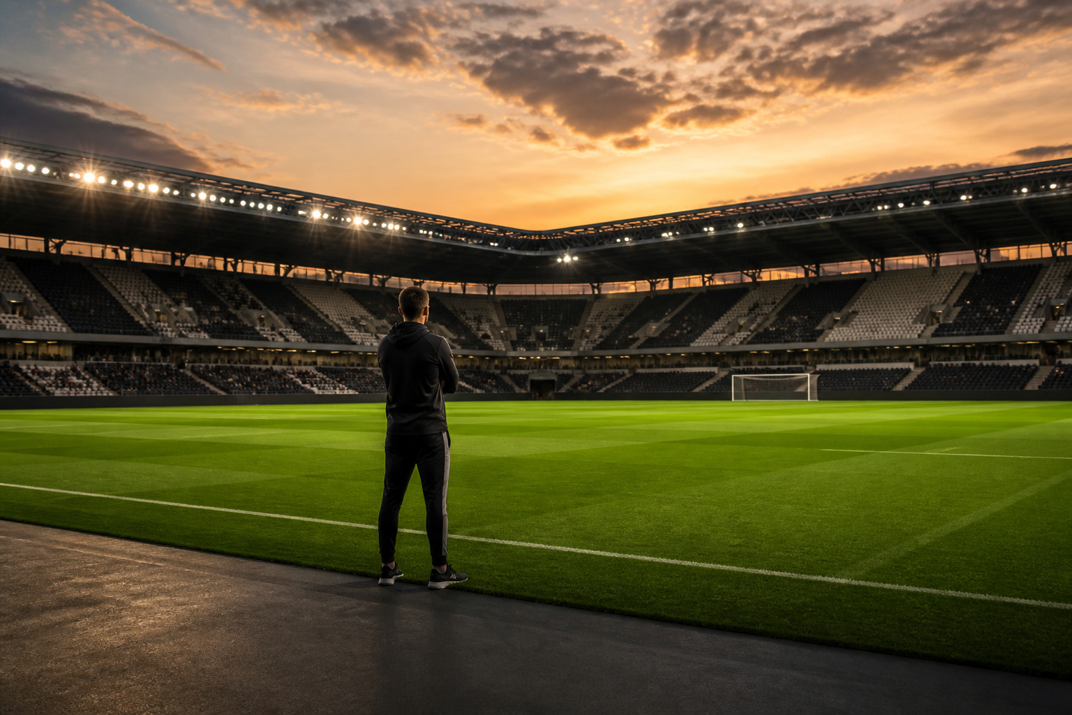 Stade de foot au crepuscule