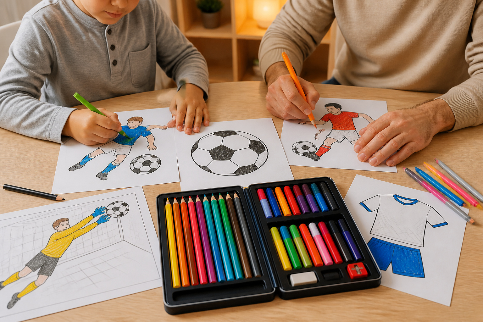 Coloriage de football en famille