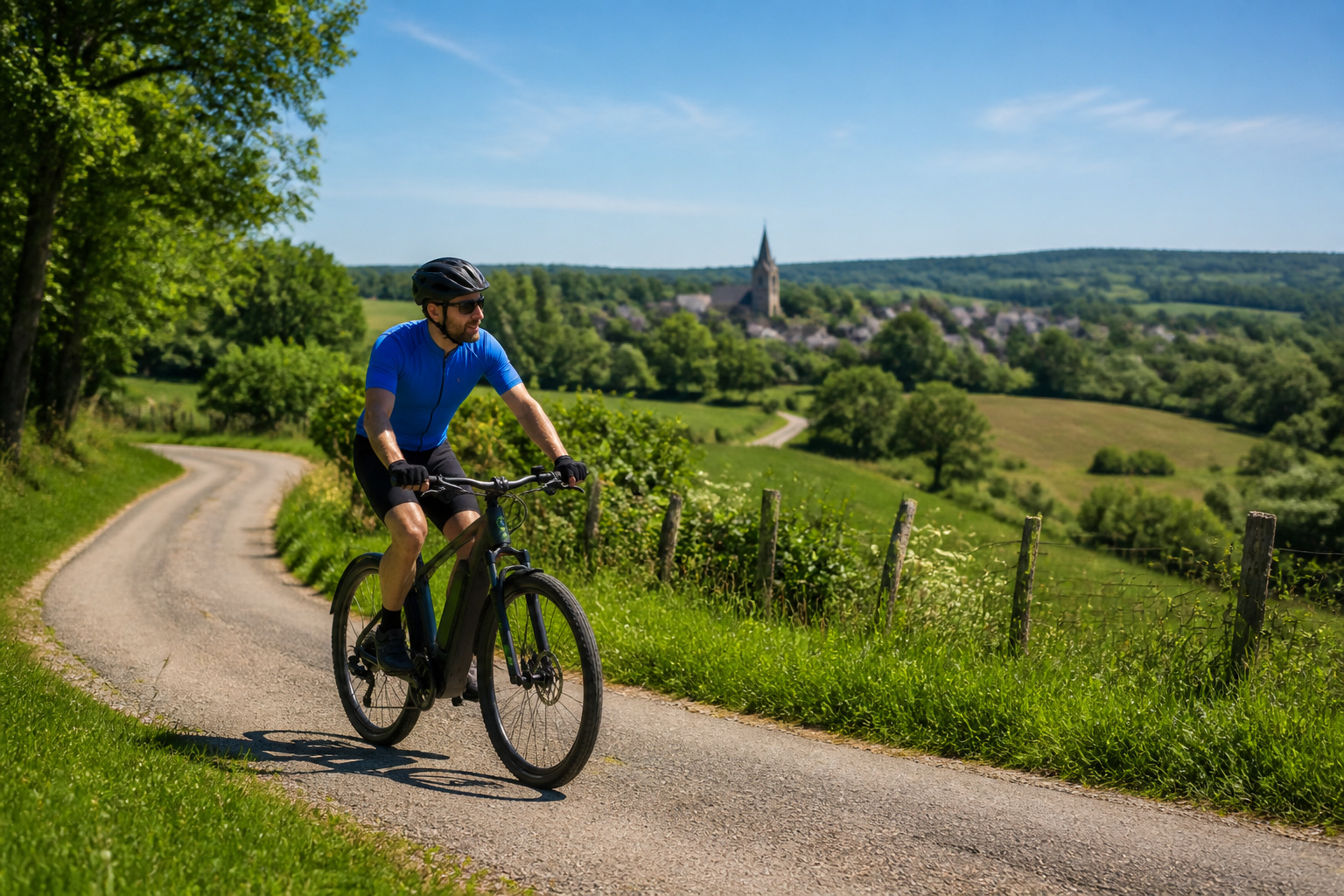 Cycliste en vae dans le perche sarthois