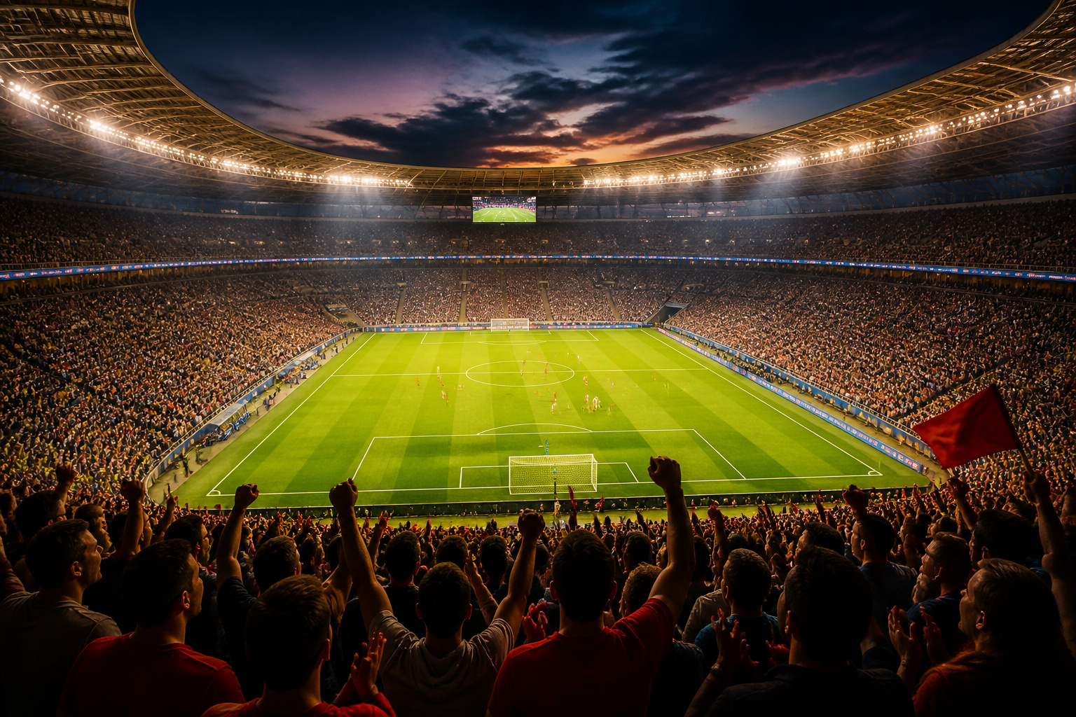 Ambiance electrique dans un stade de foot