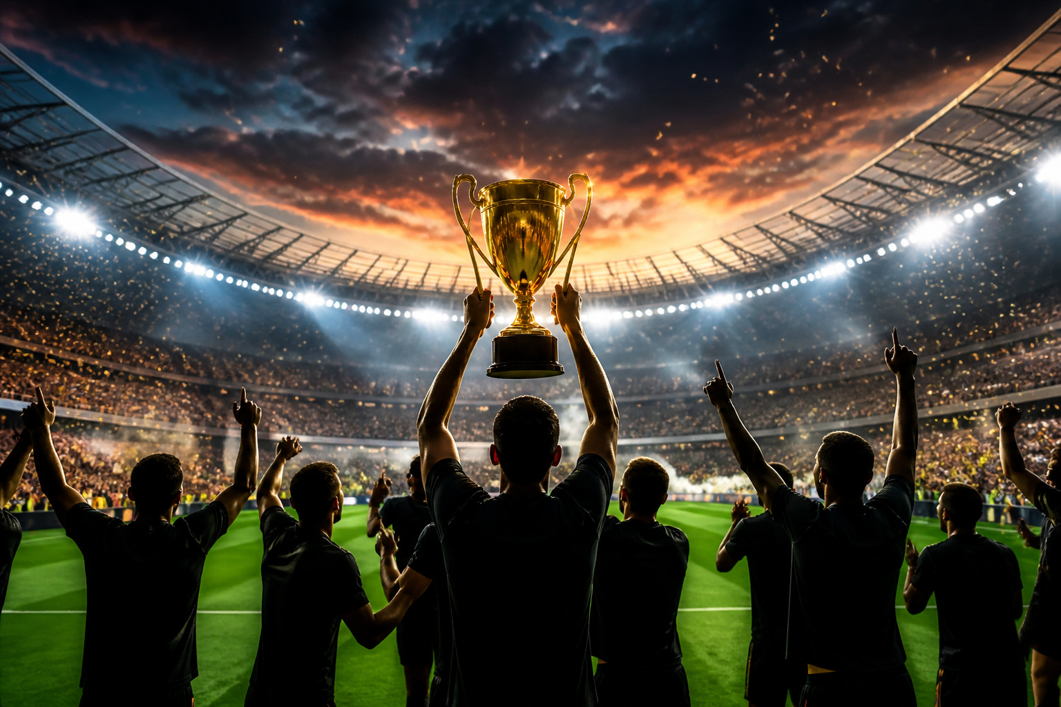 Victoire au stade le trophee dore leve