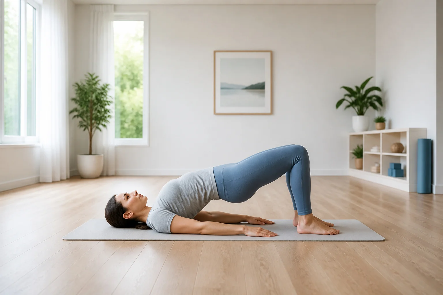 Yoga et bien etre dans un studio lumineux