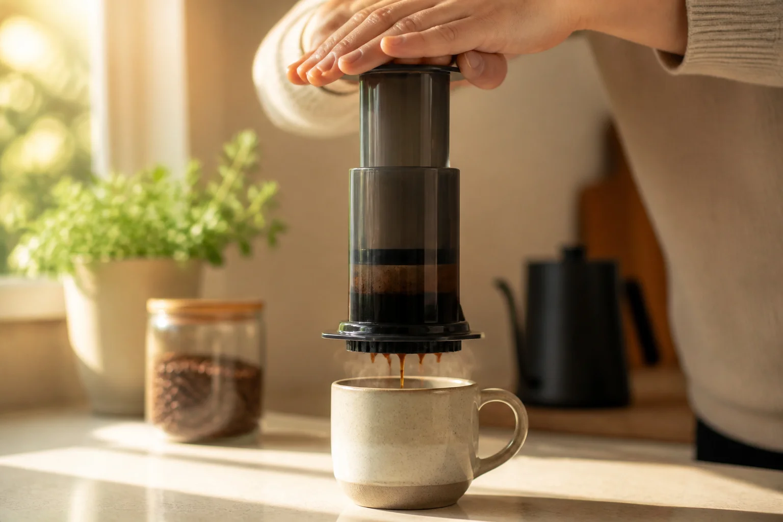 Preparation de cafe aeropress