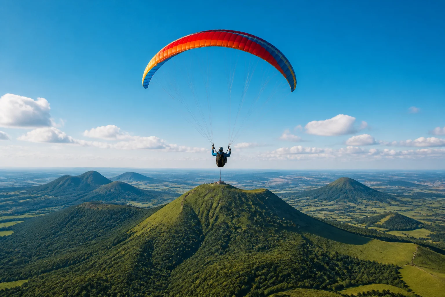 Parapente au dessus du puy de dome
