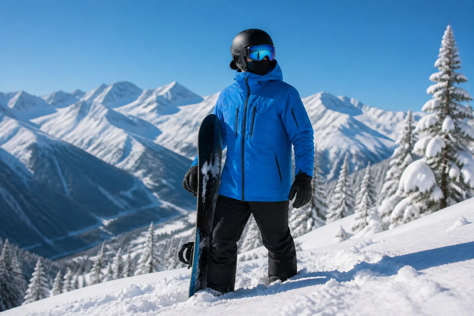 Snowboarder dans un paysage alpin
